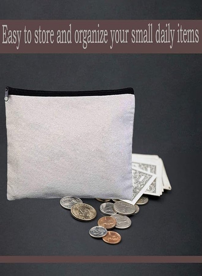 Dhamee Cotton Canvas Bags for Crafts White Blank DIY Makeup Bags Pencil Case Canvas Pouch for Travel, Party Gift,Travel Toiletry with Black Zipper Makeup Bag Cosmetic Bag Multipurpose (6) - Image 4